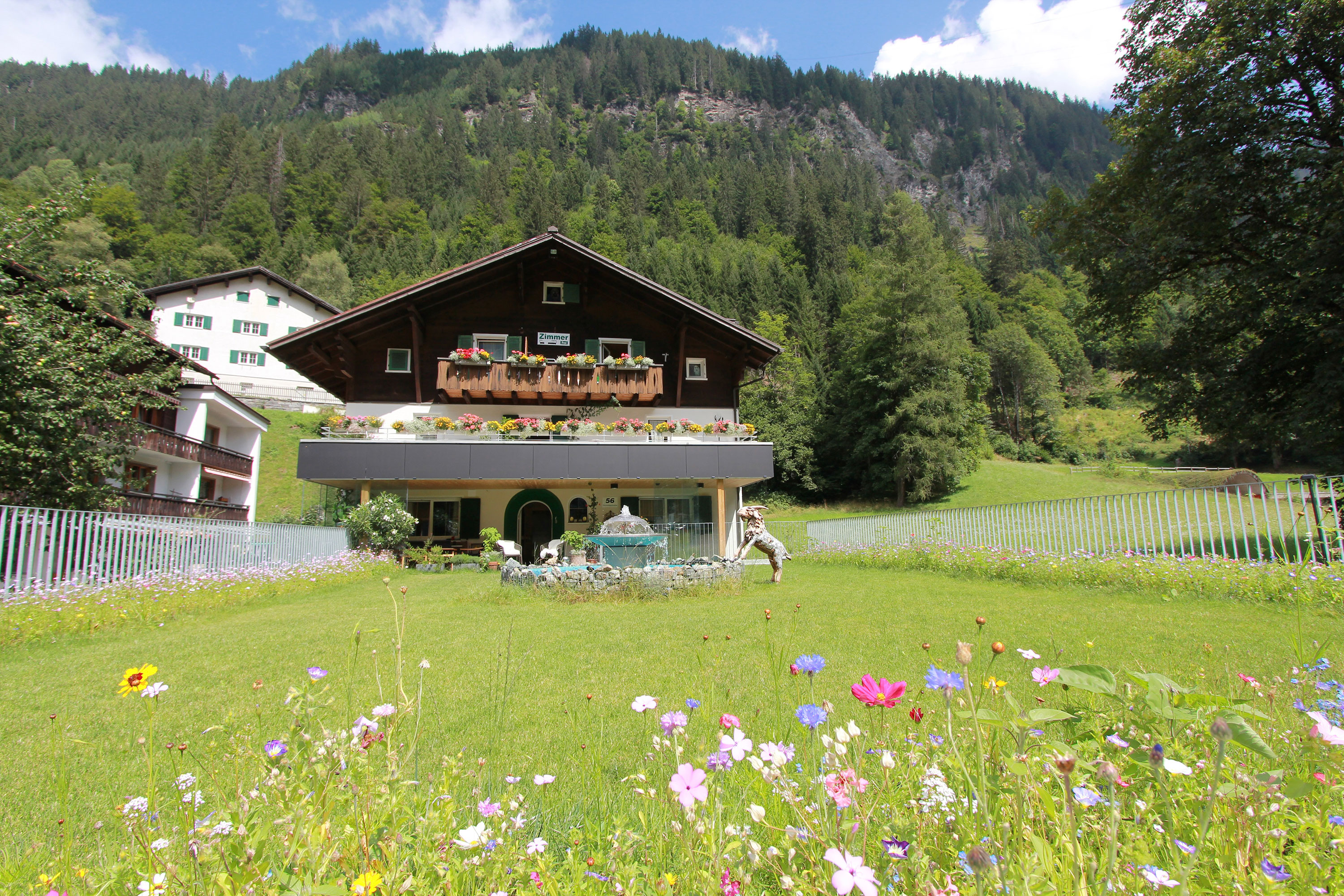 Hausansicht mit Garten von vorne